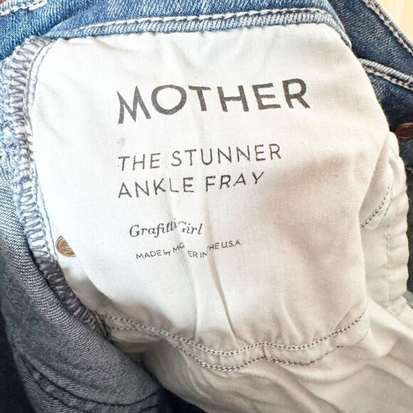 Mother Denim the Stunner Ankle Fray Skinny Jeans Graffiti Girl Women’s Size 27 - Picture 8 of 11